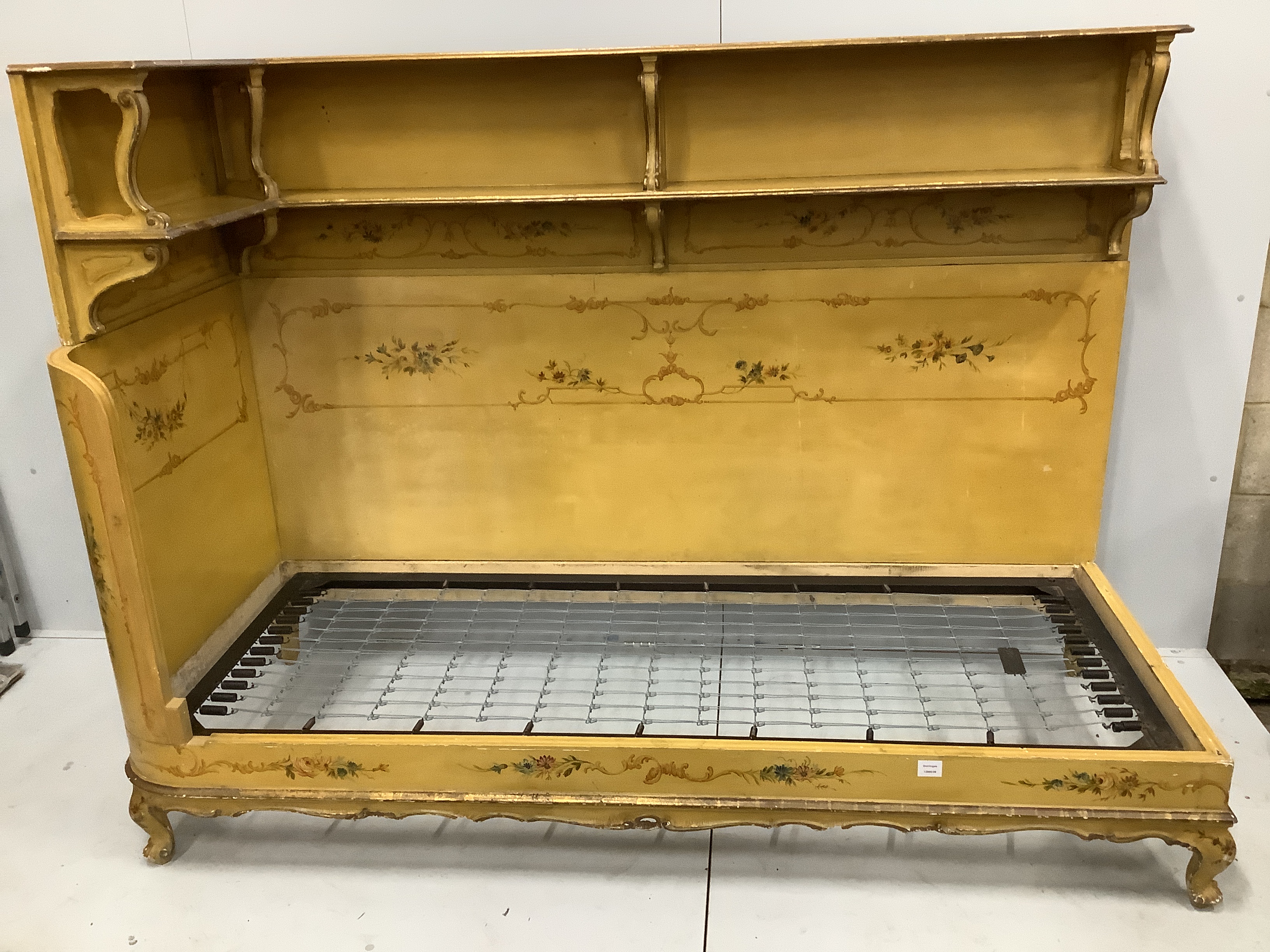 An Italian painted daybed, width 201cm, depth 84cm, height 146cm.